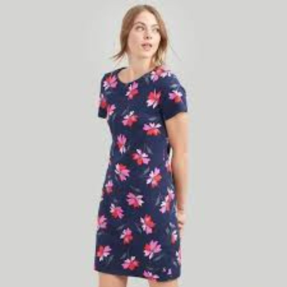 Joules Navy Blue Riviera Floral Print   Tee Shift Dress Size US 12